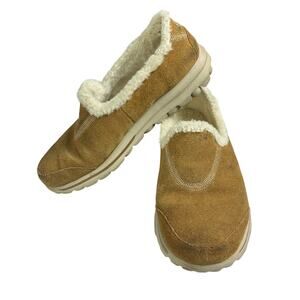 Sketchers Go Walk Toasty Slip On Shoes Boy Big Kid Size 6 Chestnut Suede Leather
